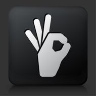 Black Square Button with Perfect Sign Icon