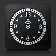 Black Square Button with Midnight on Clock N2