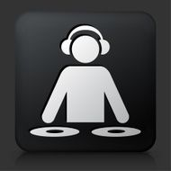Black Square Button with DJ