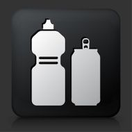 Black Square Button with Sports Bottle and Aluminium Can