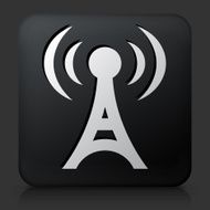Black Square Button with Radio Tower Icon