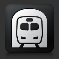 Black Square Button with Train Icon N3