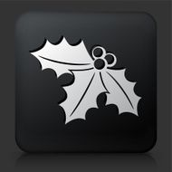Black Square Button with Poinsettia Icon