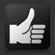 Black Square Button with Thumbs Up Icon N5