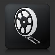 Black Square Button with Film Reel Icon N2