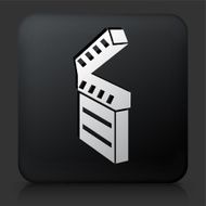 Black Square Button with Clapper Board Icon