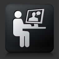 Black Square Button with Online Call Icon