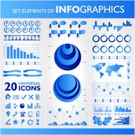 Blue infographic Universal icons set N7