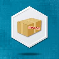 White 3D Hexagon Icon On a Blue Crosshatch Background N20
