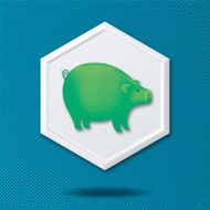 White 3D Hexagon Icon On a Blue Crosshatch Background N22