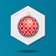 White 3D Hexagon Icon On a Blue Crosshatch Background N25