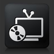 Black Square Button with Television &amp; Disk