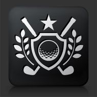 Black Square Button with Golf Emblem