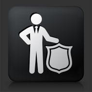 Black Square Button with Businessman &amp; Shield