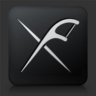 Black Square Button with Flossing Tools Icon
