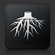 Black Square Button with Tree Root Icon