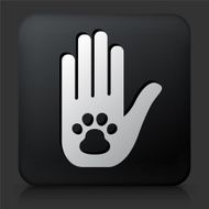 Black Square Button with Human Palm &amp; Dog Paw