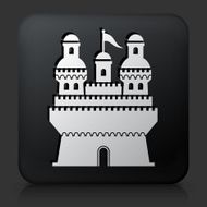 Black Square Button with Castle Icon N3