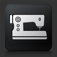 Black Square Button with Sewing Machine Icon N3