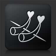 Black Square Button with Shrimps on Skewers Icon
