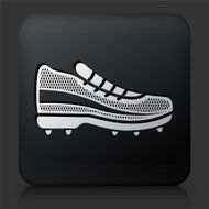 Black Square Button with Running Shoes Icon