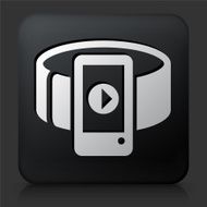 Black Square Button with Wrist Watch Icon
