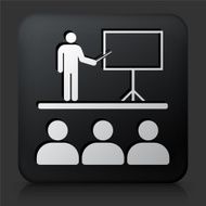 Black Square Button with Presentation Icon N3