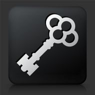 Black Square Button with Old Key N11