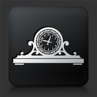 Black Square Button with Antique Clock N6
