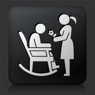 Black Square Button with Man