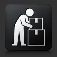 Black Square Button with Moving Icon