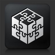 Black Square Button with Puzzle Icon N2