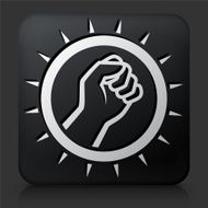 Black Square Button with Protest Icon