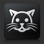 Black Square Button with Cat N2