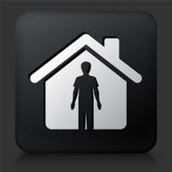 Black Square Button with Person &amp; Home