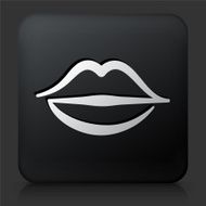 Black Square Button with Lips