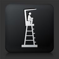 Black Square Button with Lifeguard Icon