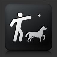 Black Square Button with Dog Training