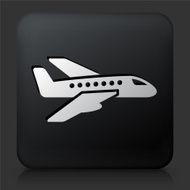 Black Square Button with Airplane Icon N5