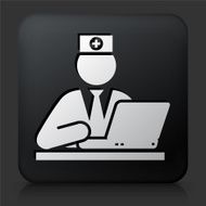Black Square Button with Computer &amp; Health N3