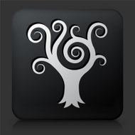 Black Square Button with Tree Icon N23