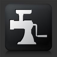 Black Square Button with Meat Grinder Icon N2