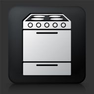 Black Square Button with Oven Icon