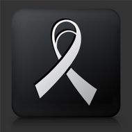 Black Square Button with Ribbon N2