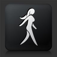 Black Square Button with Woman Walking