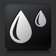 Black Square Button with Raindrops