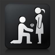 Black Square Button with Man Proposing