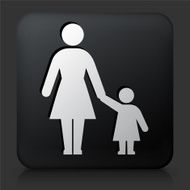 Black Square Button with Mother and Daughter N2
