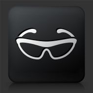 Black Square Button with Cycling Sunglasses
