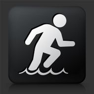 Black Square Button with Running on Water Icon